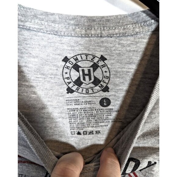 Howitzer MFG Men's Longsleeve Tee Don't Tread On Me Military Grunt USA Sz L Gray - Picture 4 of 5